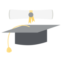 sombrero de graduación con rollo de certificado de diploma png