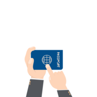 hand holding airplane ticket and passport png