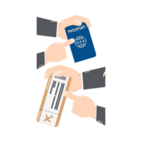 billete de avión y pasaporte de mano png