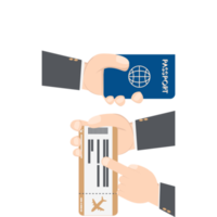 hand- Holding vliegtuig ticket en paspoort png