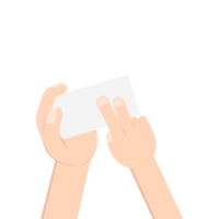 mão segurando o cartão de nome em branco branco png