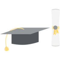 chapeau de graduation avec rouleau de certificat de diplôme png