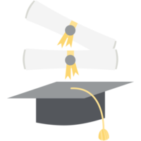 sombrero de graduación con rollo de certificado de diploma png