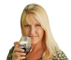 Attractive Woman Holding Wine Glass Isolated on White Background. photo