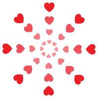 Red hearts spiral pattern on white background vector