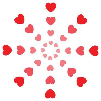 Red hearts spiral pattern on white background