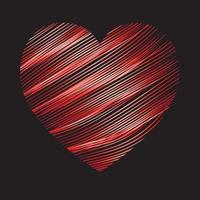 Heart of red strokes on a black background vector