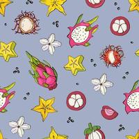 Seamless pattern with exotic fruits. Design for fabric, textile, wallpaper, packaging. vector