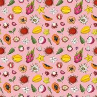 Seamless pattern with exotic fruits. Design for fabric, textile, wallpaper, packaging. vector