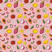 Seamless pattern with exotic fruits. Design for fabric, textile, wallpaper, packaging. vector