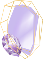 étiquette de bordure de gemme de cristal améthyste et violet png