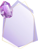 étiquette de bordure de gemme de cristal améthyste et violet png