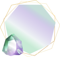 étiquette de bordure de gemme de cristal fluorite, vert et violet png