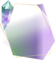 etiqueta de borde de gema de cristal de fluorita, verde y púrpura png