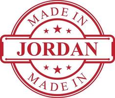 Made in Jordan label icon with red color emblem vector