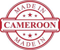Made in Cameroon label icon with red color emblem vector