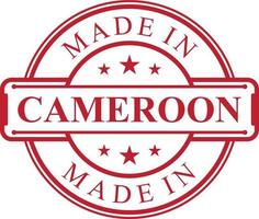 Made in Cameroon label icon with red color emblem vector