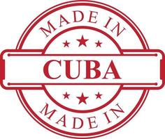 Made in Cuba label icon with red color emblem vector