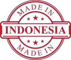 Made in Indonesia label icon with red color emblem vector