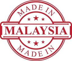 Made in Malaysia label icon with red color emblem vector