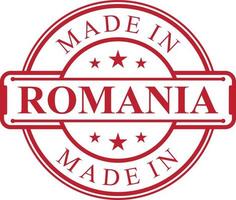 Made in Romania label icon with red color emblem vector