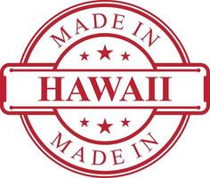 Made in Hawaii label icon with red color emblem vector