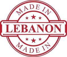 Made in Lebanon label icon with red color emblem vector