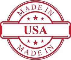 Made in USA label icon with red color emblem vector
