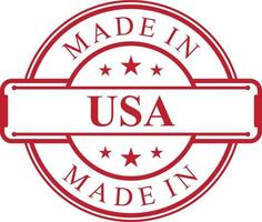 Made in USA label icon with red color emblem vector