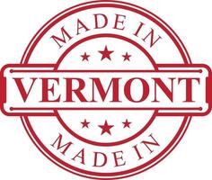 Made in Vermont label icon with red color emblem vector