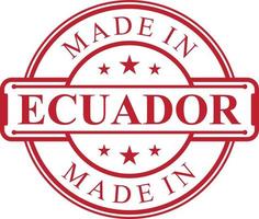 Made in Ecuador label icon with red color emblem vector