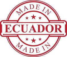 icono de etiqueta hecho en ecuador con emblema de color rojo vector