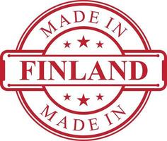 Made in Finland label icon with red color emblem vector