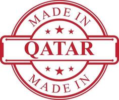 Made in Qatar label icon with red color emblem vector