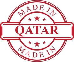 Made in Qatar label icon with red color emblem vector