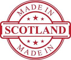 Made in Scotland label icon with red color emblem vector