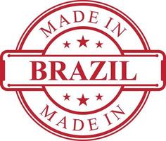 Made in Brazil label icon with red color emblem vector