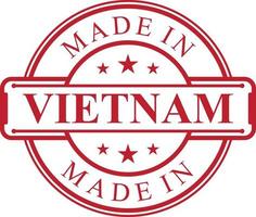 Made in Vietnam label icon with red color emblem vector