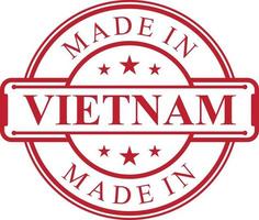 Made in Vietnam label icon with red color emblem vector