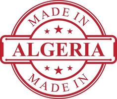 Made in Algeria label icon with red color emblem vector