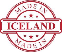 Made in Iceland label icon with red color emblem vector