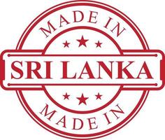 Made in Sri lanka label icon with red color emblem vector
