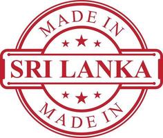 icono de etiqueta hecho en sri lanka con emblema de color rojo vector