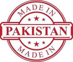 Made in Pakistan label icon with red color emblem vector