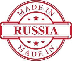 Made in Russia label icon with red color emblem vector