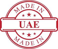 Made in UAE label icon with red color emblem vector