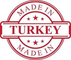 Made in Turkey label icon with red color emblem vector