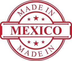 Made in Mexico label icon with red color emblem vector