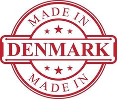 Made in Denmark label icon with red color emblem vector