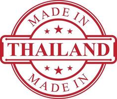 Hecho en el icono de la etiqueta de Tailandia con el emblema de color rojo en el fondo blanco. elemento de diseño de emblema de logotipo de calidad vectorial. ilustración vectorial eps.8 eps.10 vector